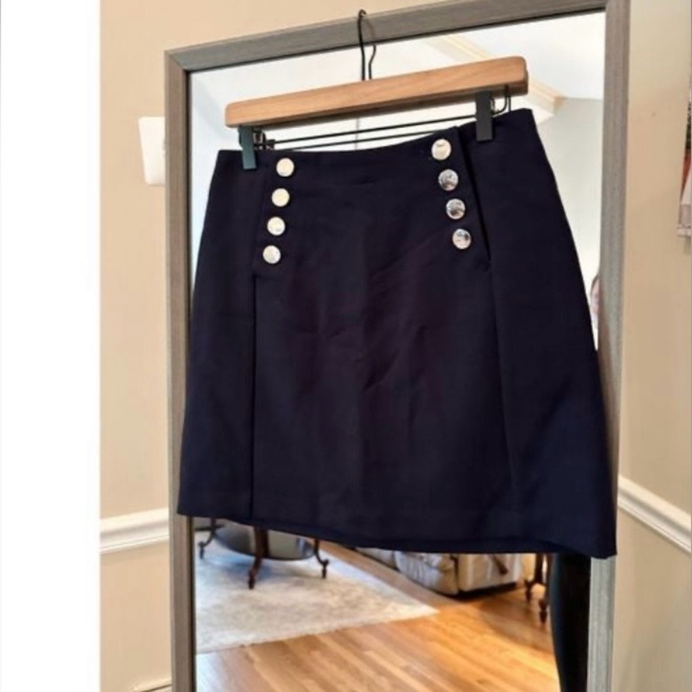 H&M Dark Blue Mini Skirt with Button Details